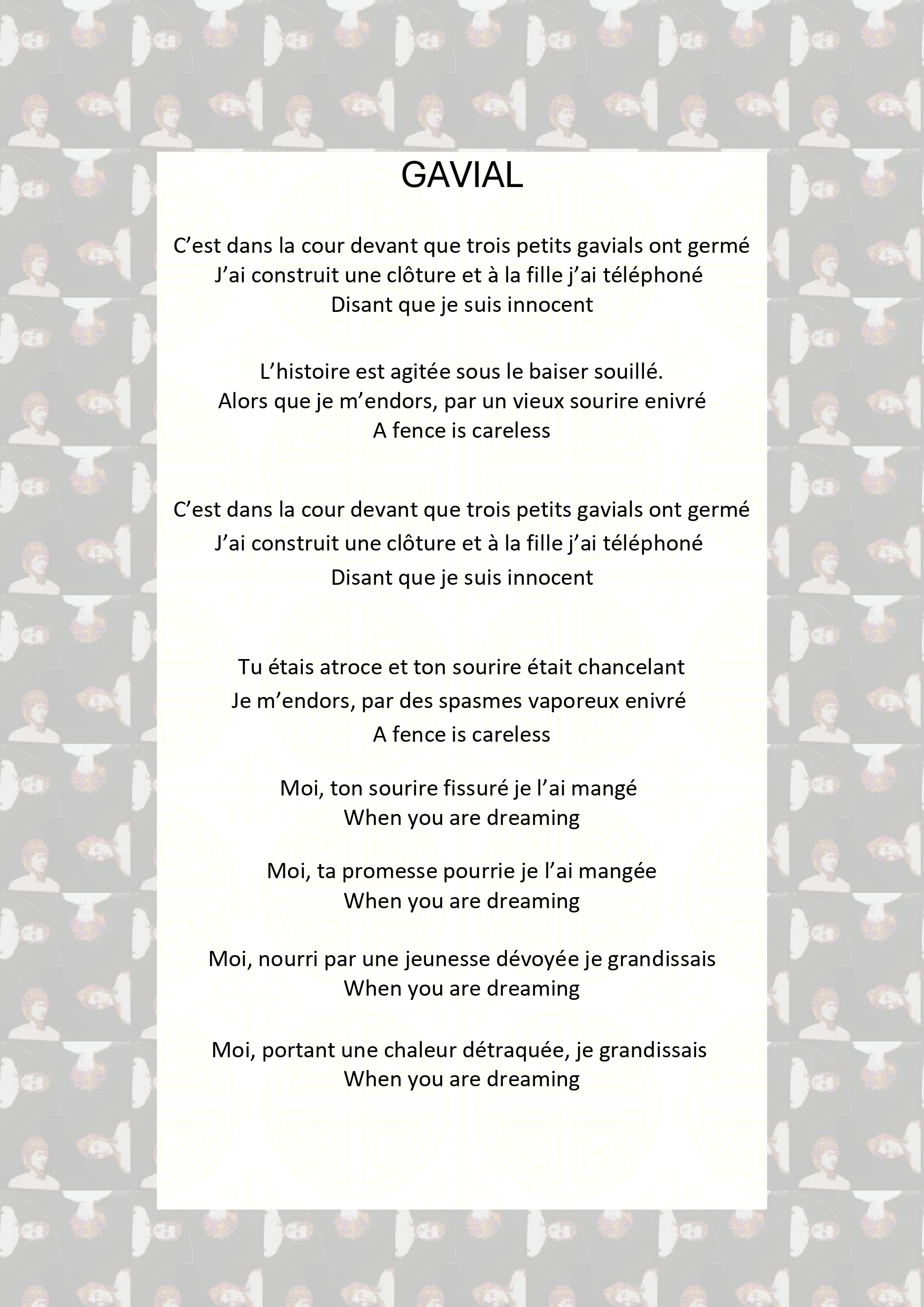 Gavial paroles français
