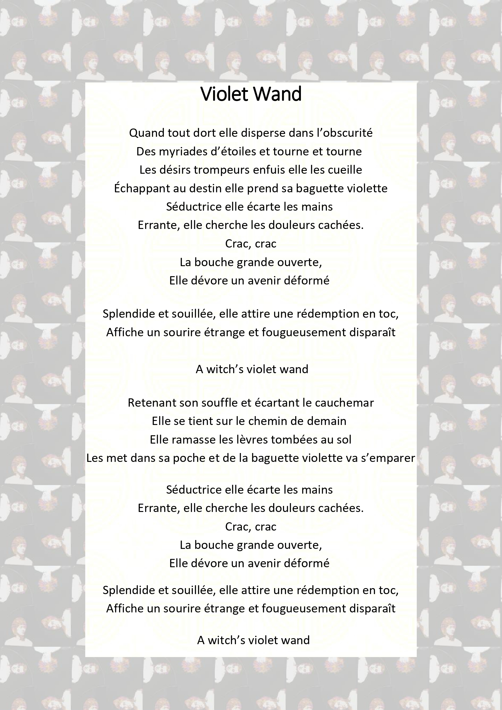 Violet Wand paroles français