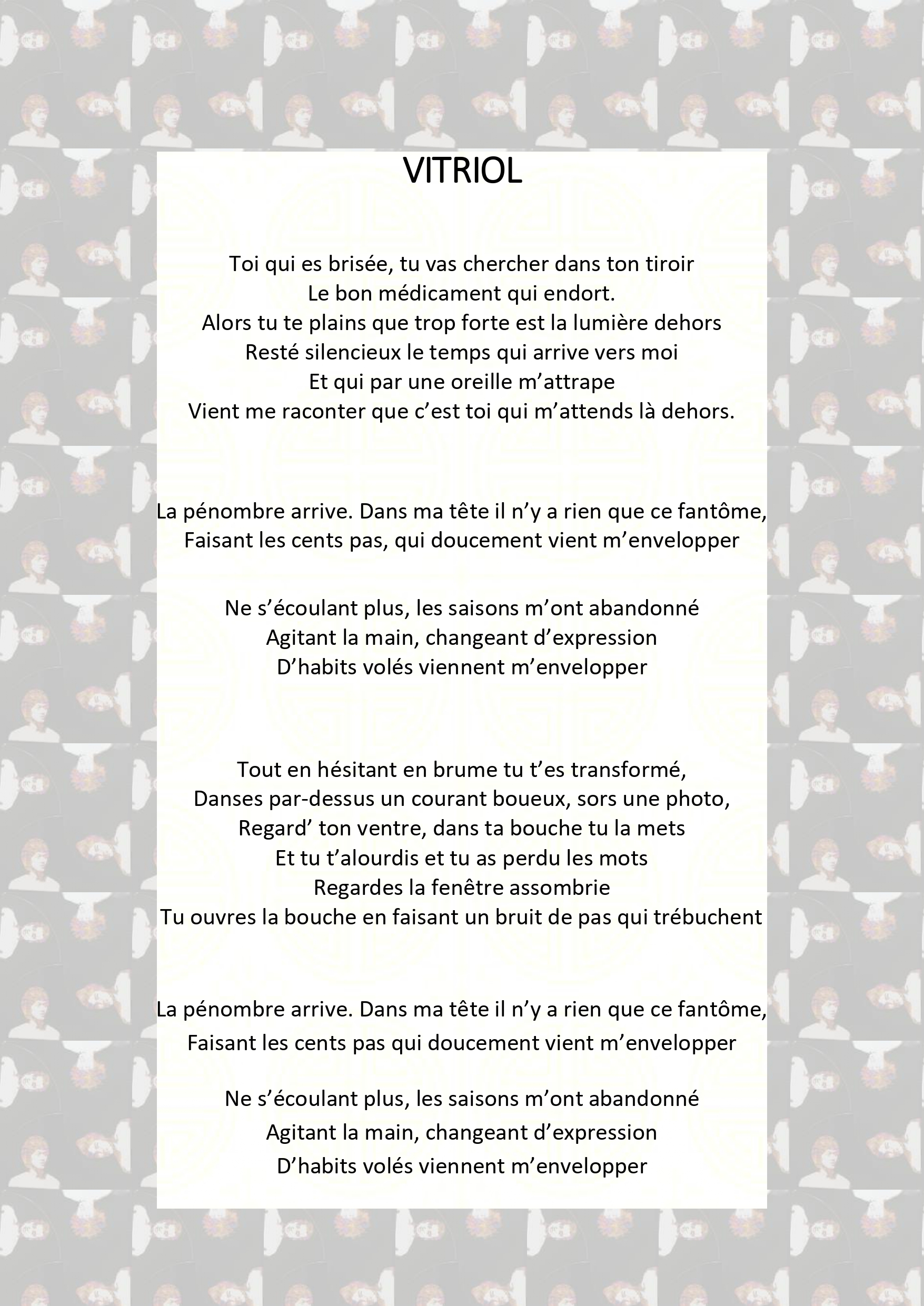 Vitriol paroles en français